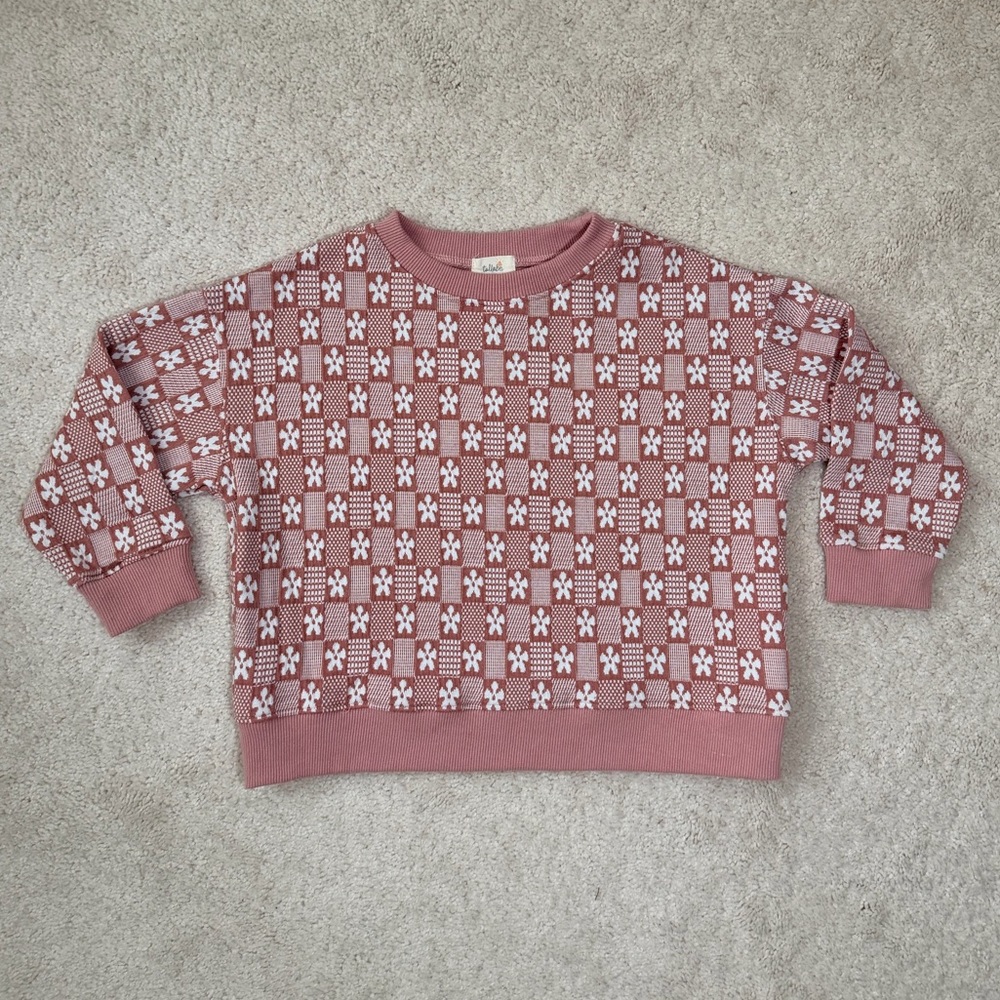 Tullabee Girls Pink Flower Patterned Sweater size 4T